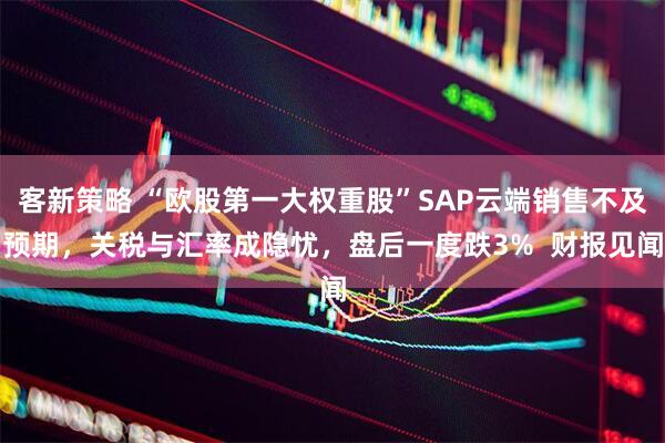 客新策略 “欧股第一大权重股”SAP云端销售不及预期，关税与汇率成隐忧，盘后一度跌3%  财报见闻